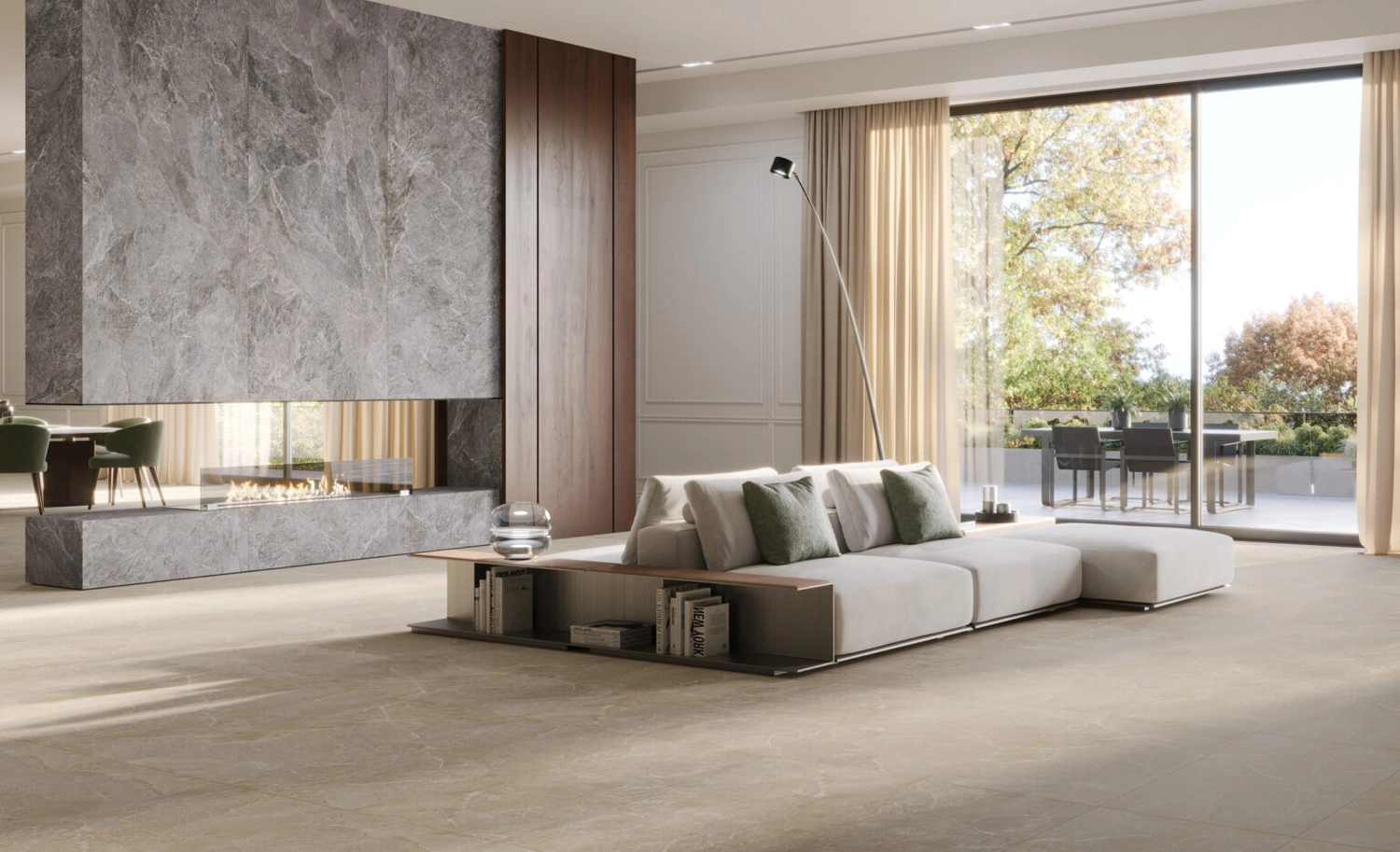 Percoco-Granit - Feinsteinzeug Fliesen - Der Bodenbelag im Bild ist EnergieKer Genesis Cocoa Beige Matt Feinsteinzeugfliesen.